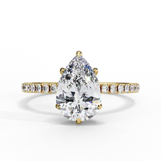 Mira Pear Pavé Solitaire - pear pavé engagement ring - front view - Lucano