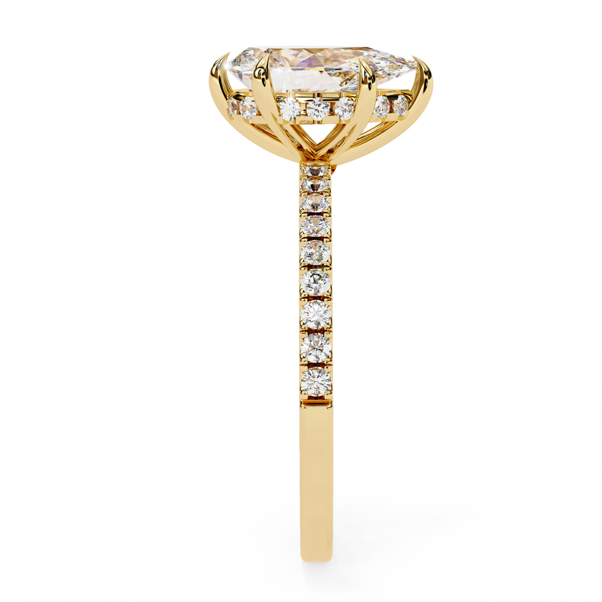 Mira Pear Pavé Solitaire - pear pavé engagement ring - side profile - Lucano