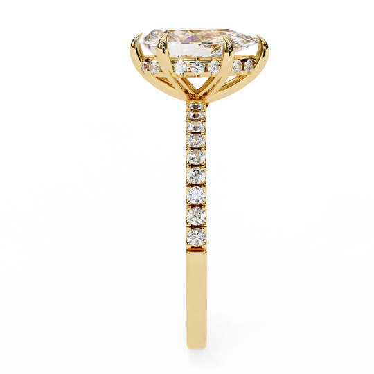 Mira Pear Pavé Solitaire - pear pavé engagement ring - side profile - Lucano