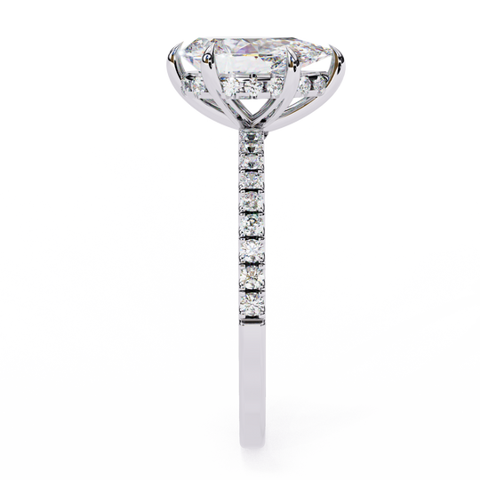 Mira Pear Pavé Solitaire - pear pavé engagement ring - detail close-up - Lucano
