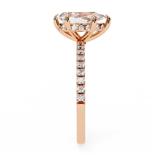 Mira Pear Pavé Solitaire - pear pavé engagement ring - pavé band detail - Lucano