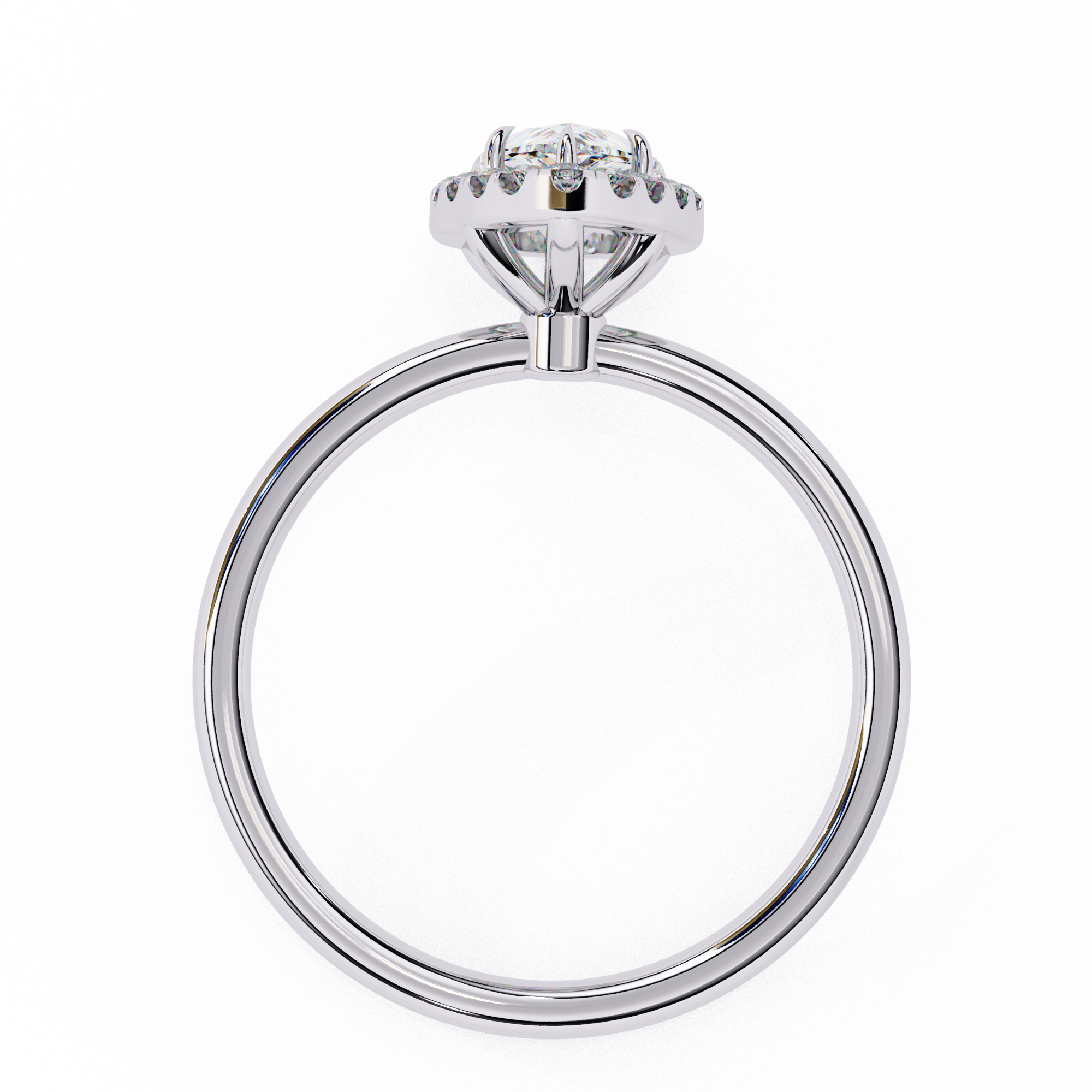 Halo Lumina Pear Solitaire - pear halo engagement ring - detail close-up - Lucano