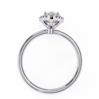 Halo Lumina Pear Solitaire - pear halo engagement ring - detail close-up - Lucano