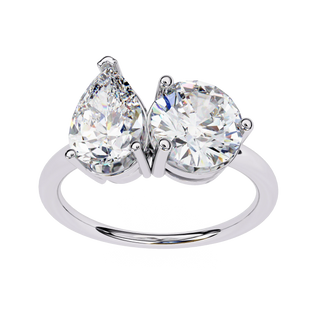 Toi et Moi Pear & Round Ring - toi et moi engagement ring - side profile - Lucano