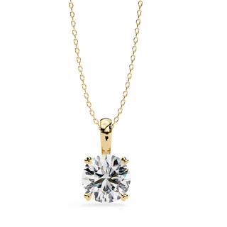Helios round brilliant diamond solitaire pendant in gold, front view