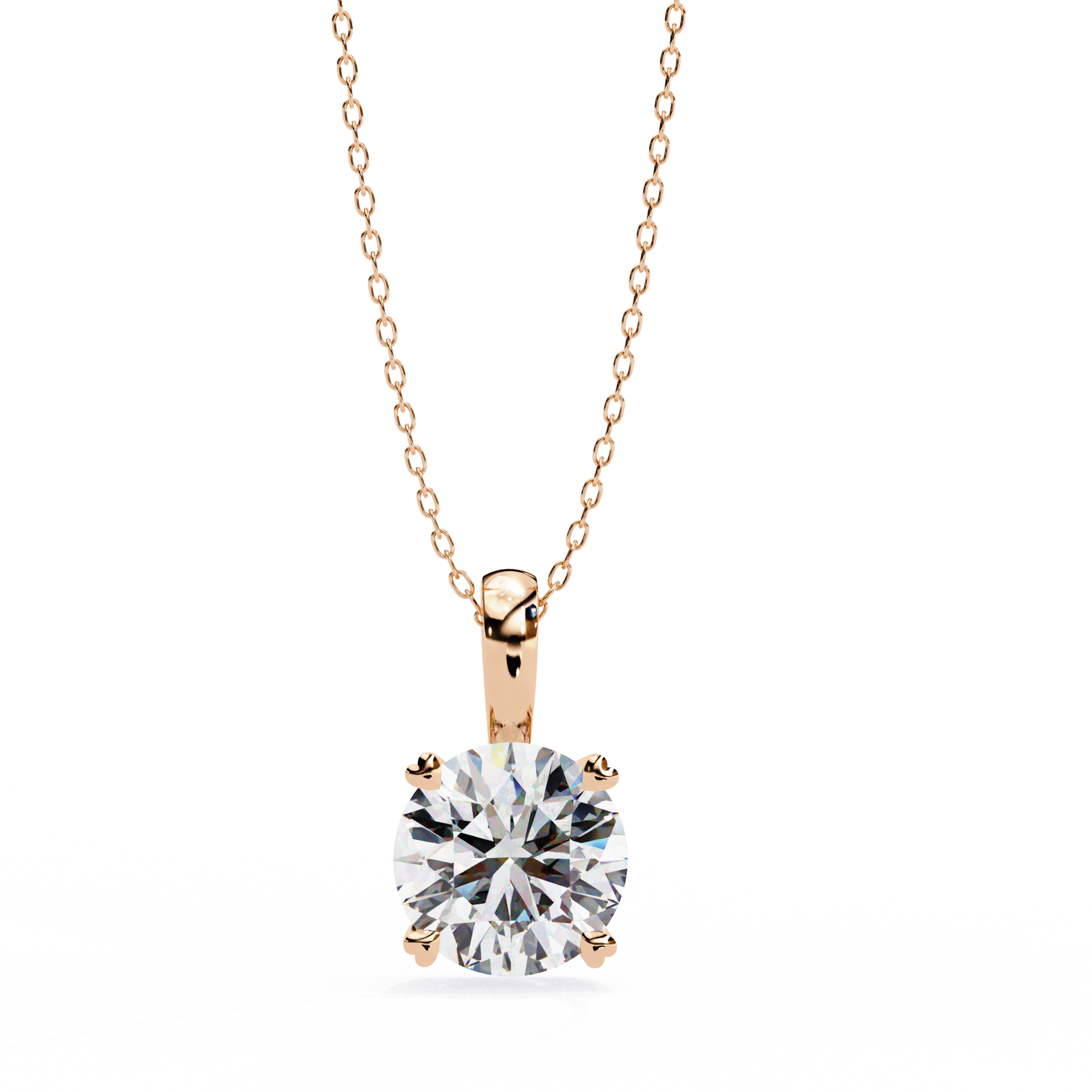 Helios diamond solitaire pendant in gold, detail view