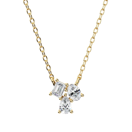 Trinas Three-Stone Pendant - three-stone diamond pendant - side view - hand-made in Byron Bay Hinterland, Australia by Lucano Fine Jewellery