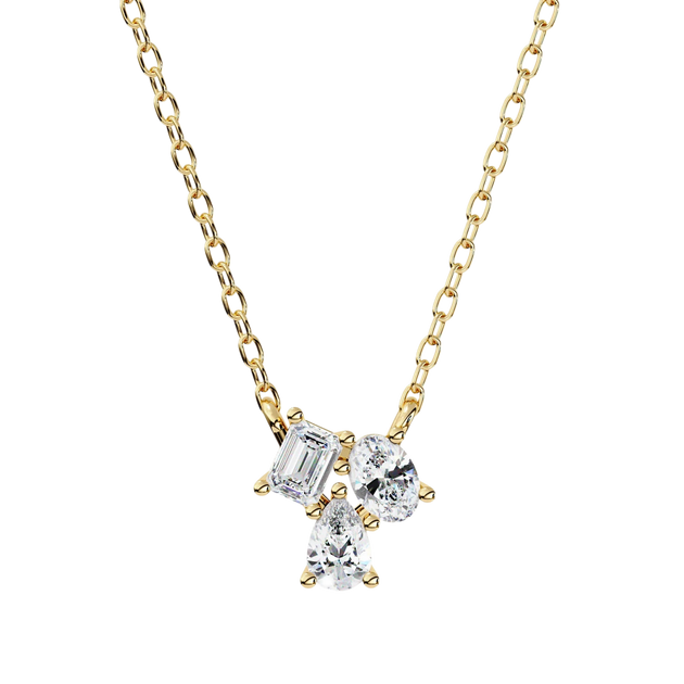 Trinas Three-Stone Pendant - three-stone diamond pendant - side view - hand-made in Byron Bay Hinterland, Australia by Lucano Fine Jewellery