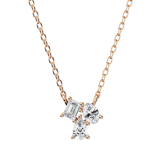 Trinas Three-Stone Pendant - three-stone diamond pendant - detail view - hand-made in Byron Bay Hinterland, Australia by Lucano Fine Jewellery