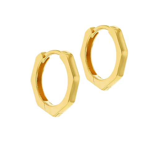 Bamboo Earrings - faceted 9ct yellow gold hoop earrings - handcrafted in Byron Bay Hinterland, Australia by Lucano