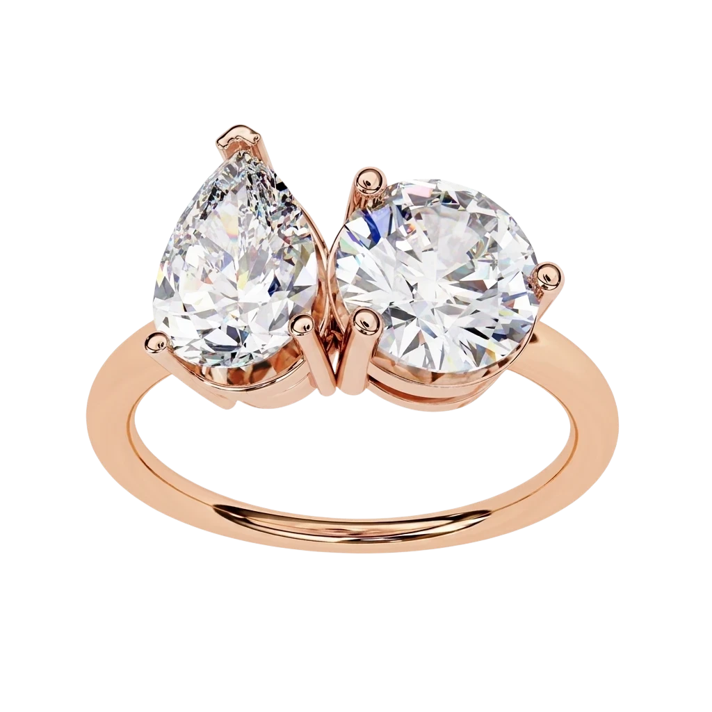 Toi et Moi Pear & Round Ring - toi et moi engagement ring - angled view - Lucano
