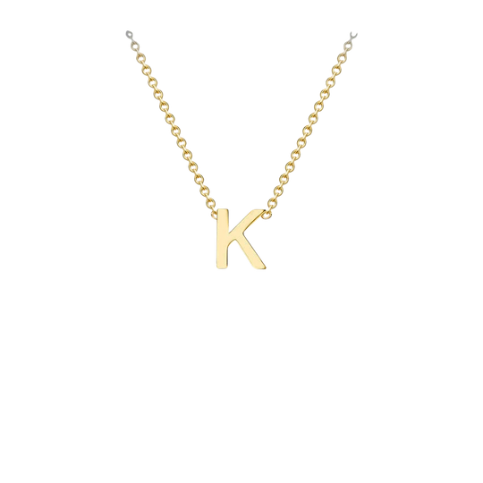 Letterina Necklace - 9ct gold initial necklace, Italian-made chain - polished link detail - Lucano