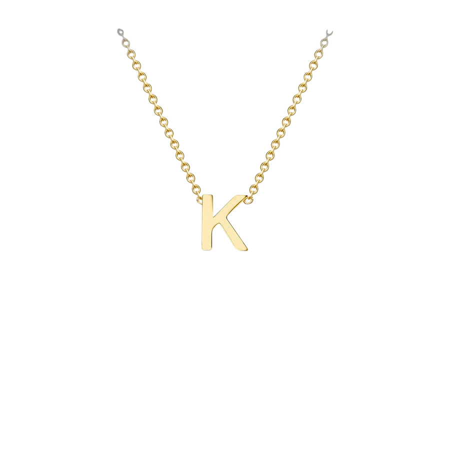 Letterina Necklace - 9ct gold initial necklace, Italian-made chain - polished link detail - Lucano