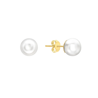 Perla Earrings, pearl and gold earrings handcrafted by Lucano, Byron Bay, front view