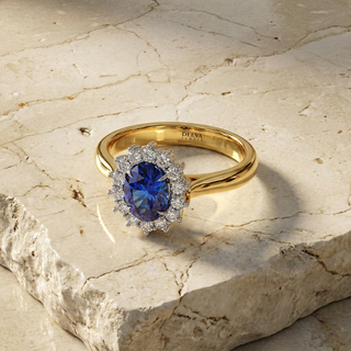 Blue Sapphire Diamond Ring - blue sapphire engagement ring - front view - Lucano