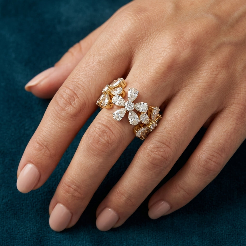Petal Ring - 4ct diamond eternity ring - on hand - Lucano
