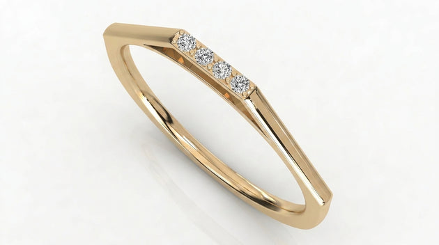 Quattro Diamond Ring - diamond stacking ring - front view - Lucano