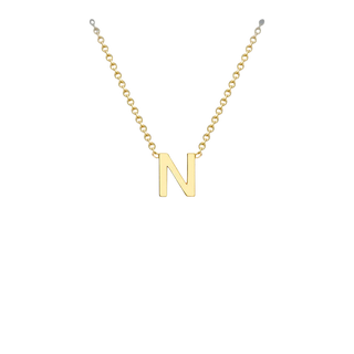 Letterina Necklace - 9ct gold initial necklace, Italian-made chain - studio shot - Lucano