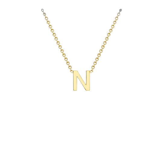 Letterina Necklace - 9ct gold initial necklace, Italian-made chain - studio shot - Lucano