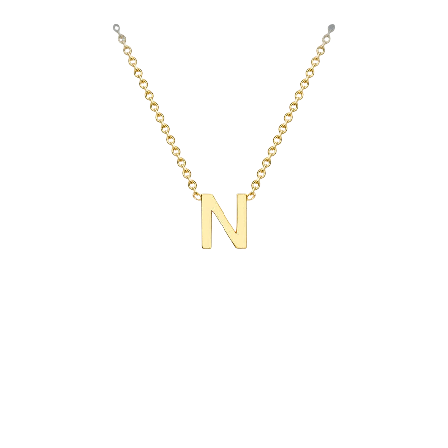 Letterina Necklace - 9ct gold initial necklace, Italian-made chain - studio shot - Lucano
