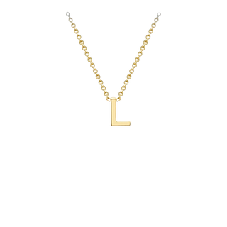 Letterina Necklace - 9ct gold initial necklace, Italian-made chain - scale view - Lucano