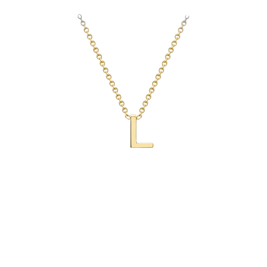 Letterina Necklace - 9ct gold initial necklace, Italian-made chain - scale view - Lucano