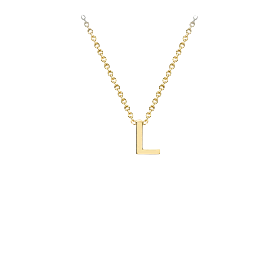 Letterina Necklace - 9ct gold initial necklace, Italian-made chain - scale view - Lucano