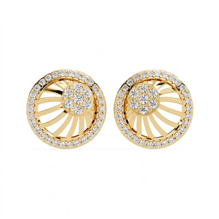 Soleil Sun Studs, round brilliant diamond stud earrings by Lucano, front view