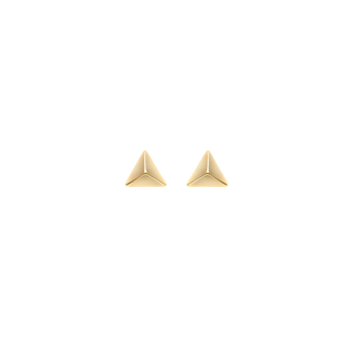 Piramide Earrings, pair of solid 9ct gold triangle-shaped earrings by Lucano, front view