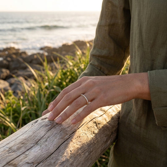 Giro Diamond Ring - full diamond eternity ring - on hand - Lucano