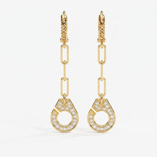 Cordella Drop Earrings, round brilliant diamond drop earrings by Lucano, front view