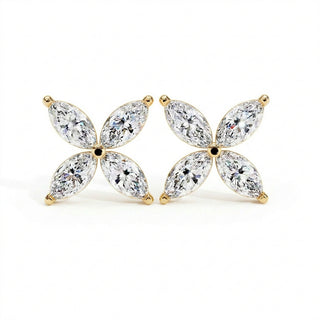 Quattro Petali Studs, four-petal diamond cluster stud earrings by Lucano, front view