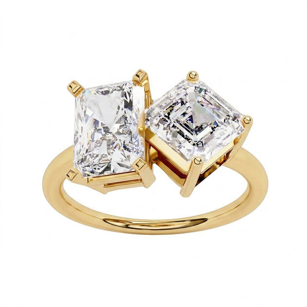 Toi et Moi Radiant & Emerald Ring - toi et moi engagement ring, handcrafted in Byron Bay Hinterland, Australia by Lucano