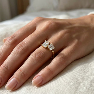 Toi et Moi Radiant & Emerald Ring - two-stone toi et moi engagement ring - front view - Lucano