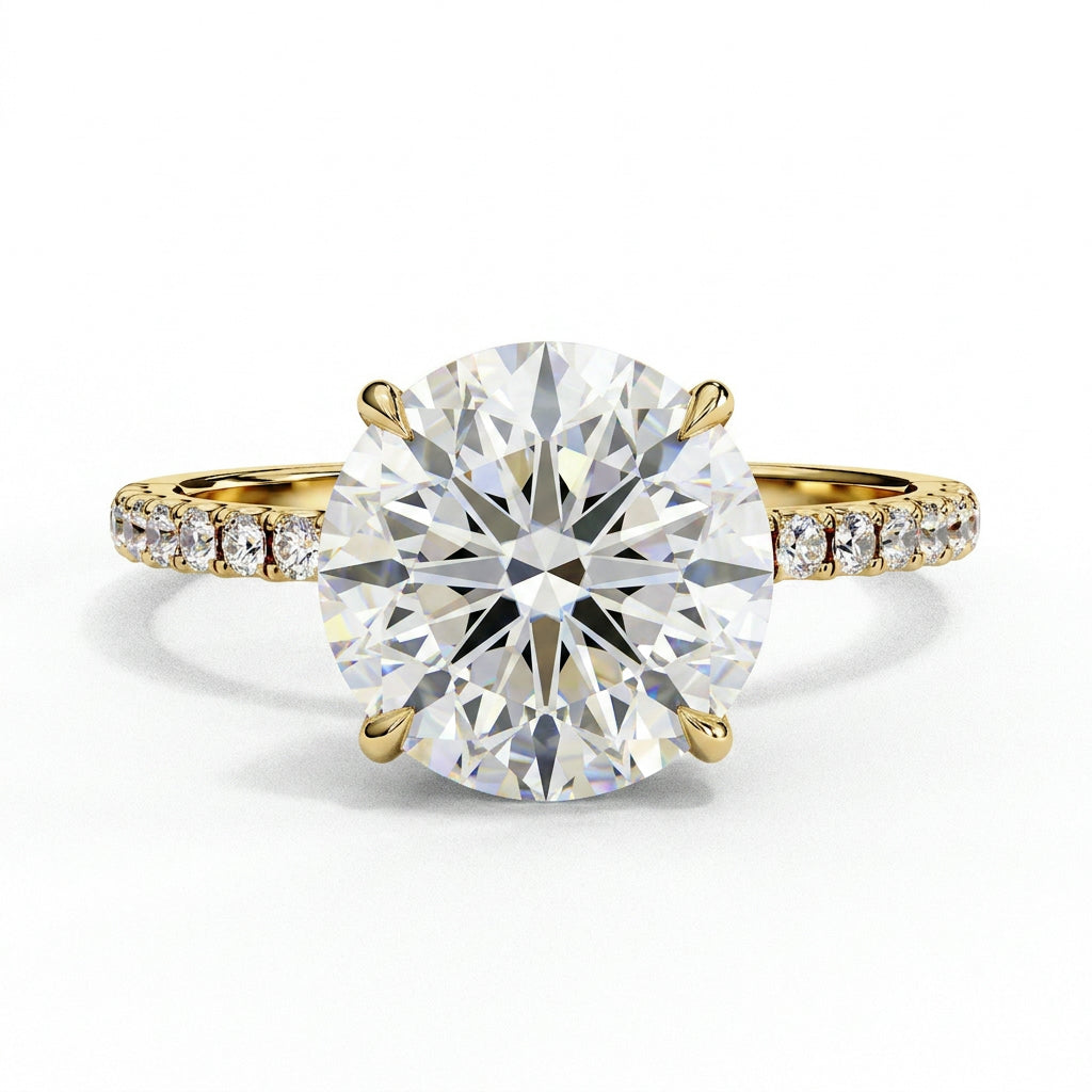 Mira Round Pavé Solitaire - round brilliant pavé engagement ring, handcrafted in Byron Bay Hinterland, Australia by Lucano