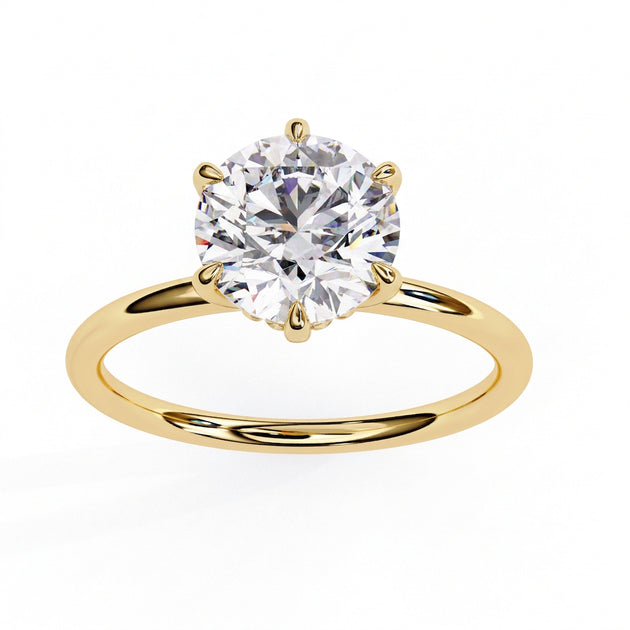 Helios Round Solitaire Lumière - round brilliant engagement ring - front view - Lucano