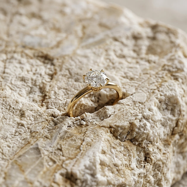 Helios Round Solitaire Lumière - round brilliant engagement ring - on hand - Lucano