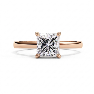 Reale Princess Solitaire - princess cut engagement ring - three-quarter view - Lucano