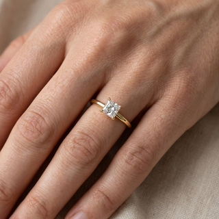 Reale Princess Solitaire - princess cut engagement ring - angled view - Lucano