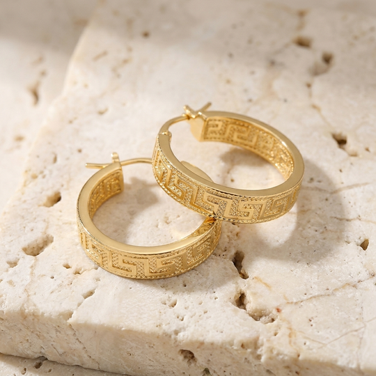 Greek Earrings - gold hoop earrings - handmade in the Byron Bay Hinterland, Australia by Lucano