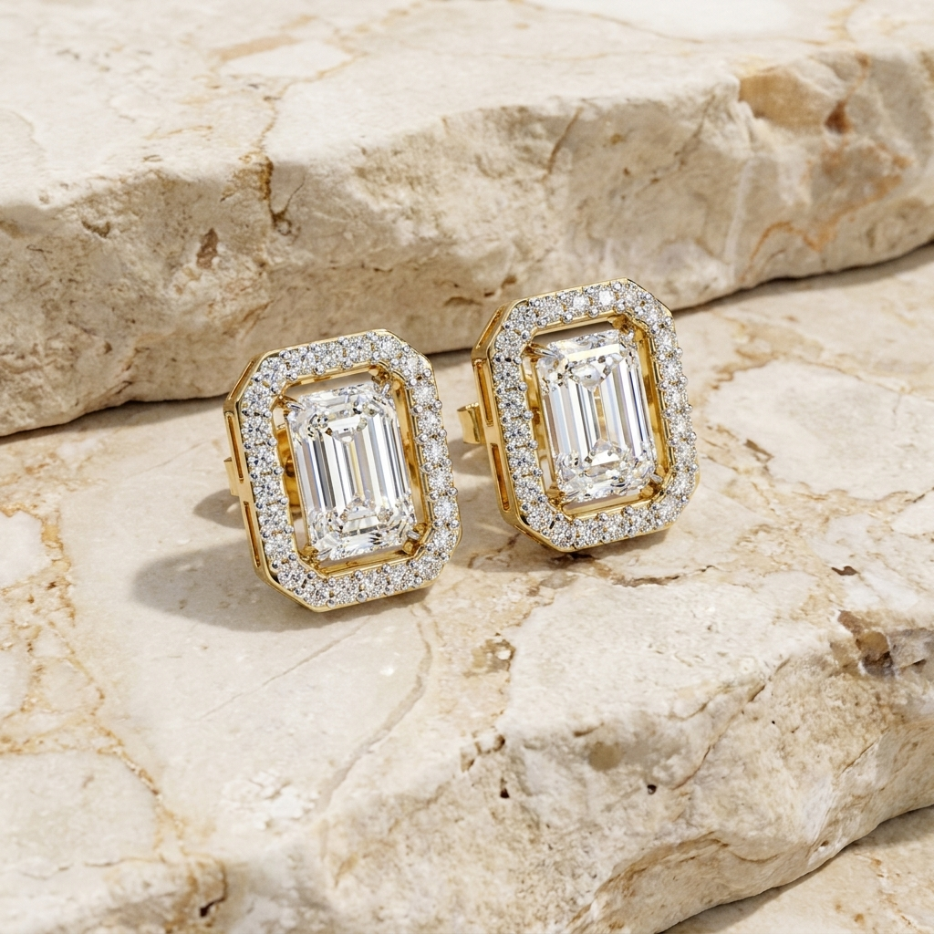 Regina Studs - diamond stud earrings - handmade in the Byron Bay Hinterland, Australia by Lucano
