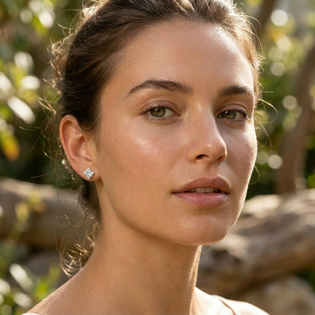 Stella Studs - diamond stud earrings - handmade in the Byron Bay Hinterland, Australia by Lucano
