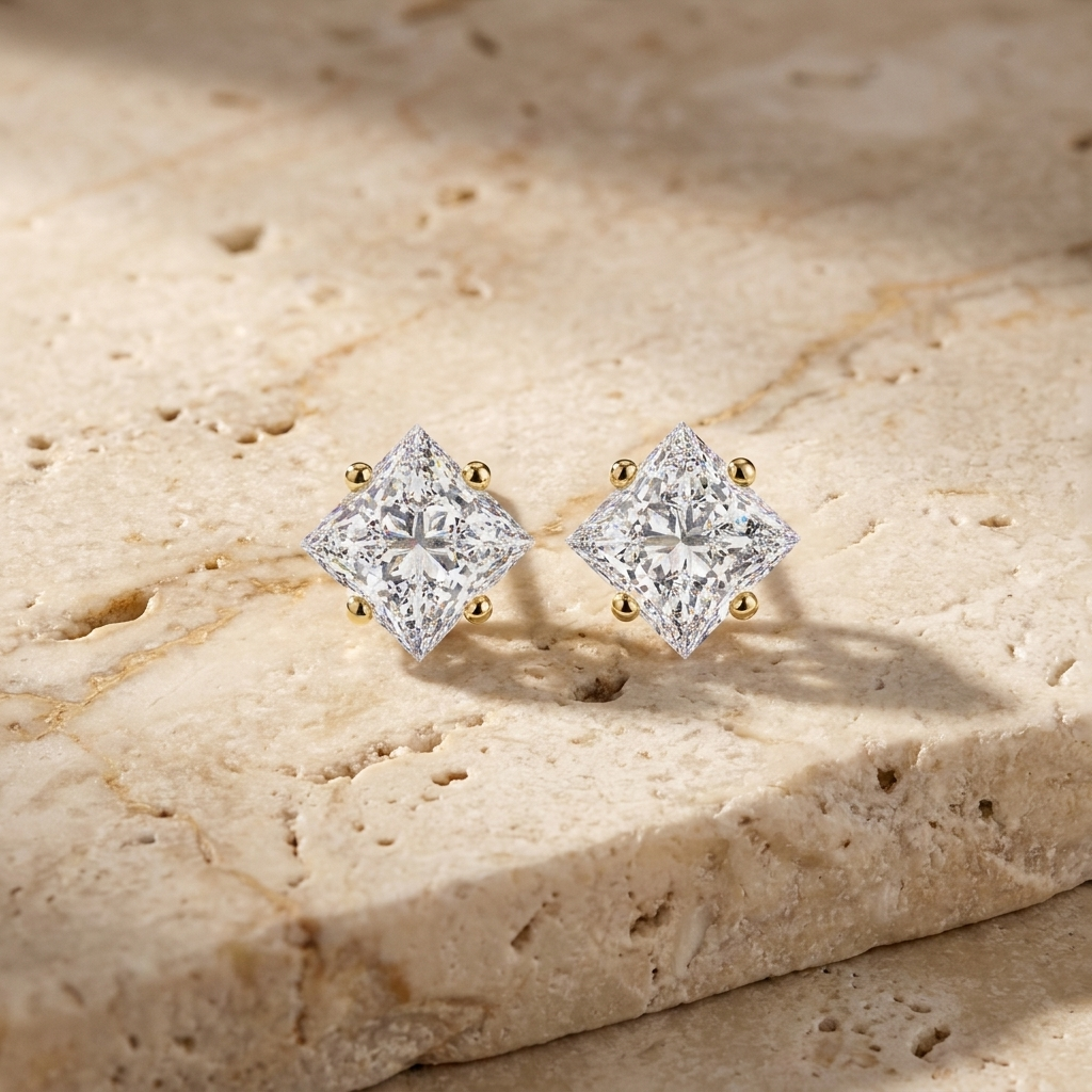 Stella Studs - diamond stud earrings - handmade in the Byron Bay Hinterland, Australia by Lucano
