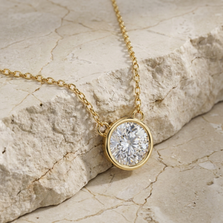 Solis Round Bezel Pendant - diamond pendant - handmade in the Byron Bay Hinterland, Australia by Lucano
