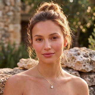 Goccia pear-cut diamond pendant on a fine gold cable chain
