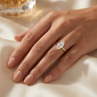 Ember Marquise Diamond Ring - marquise diamond engagement ring - angled view - Lucano