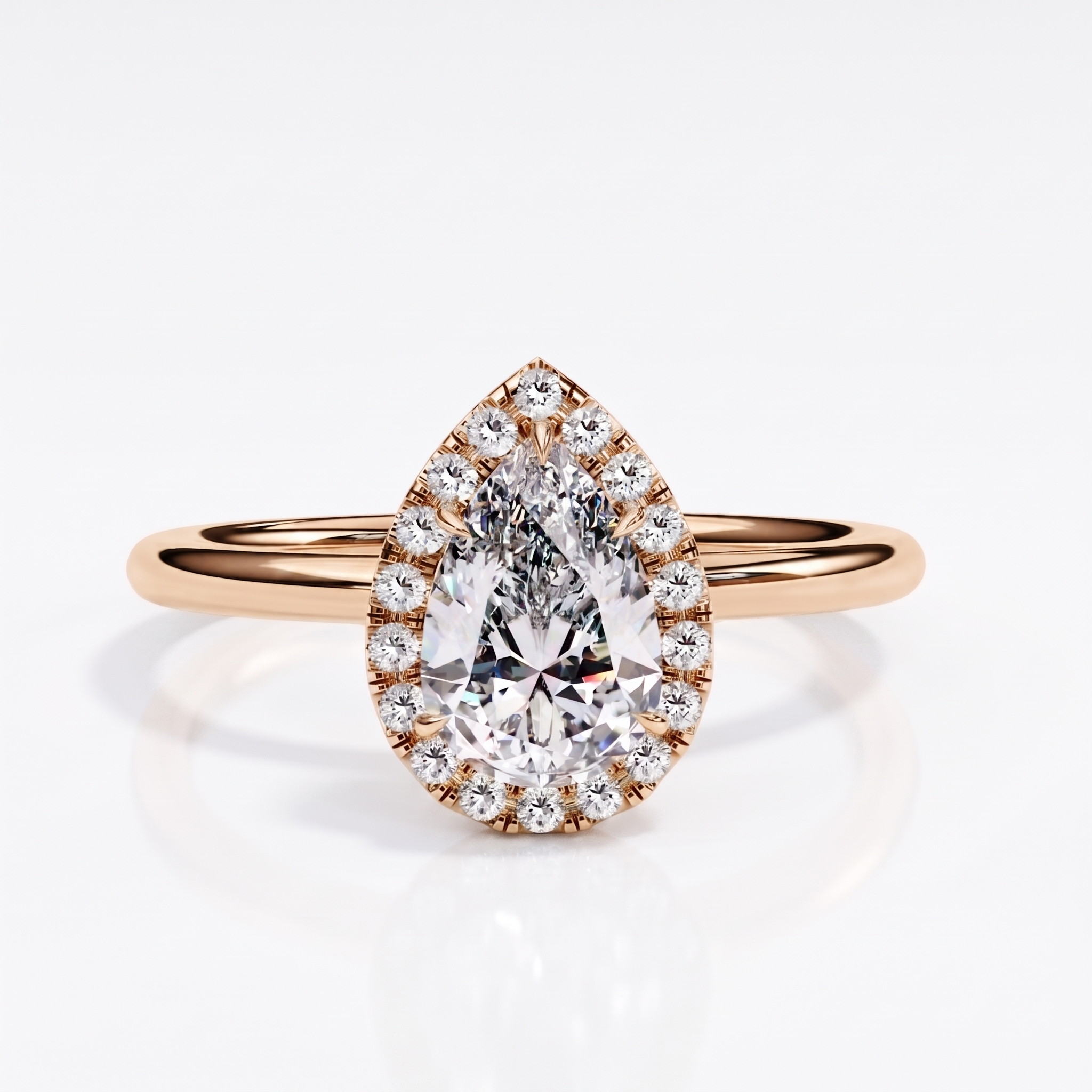 Halo Lumina Pear Solitaire - pear halo engagement ring - side profile - Lucano