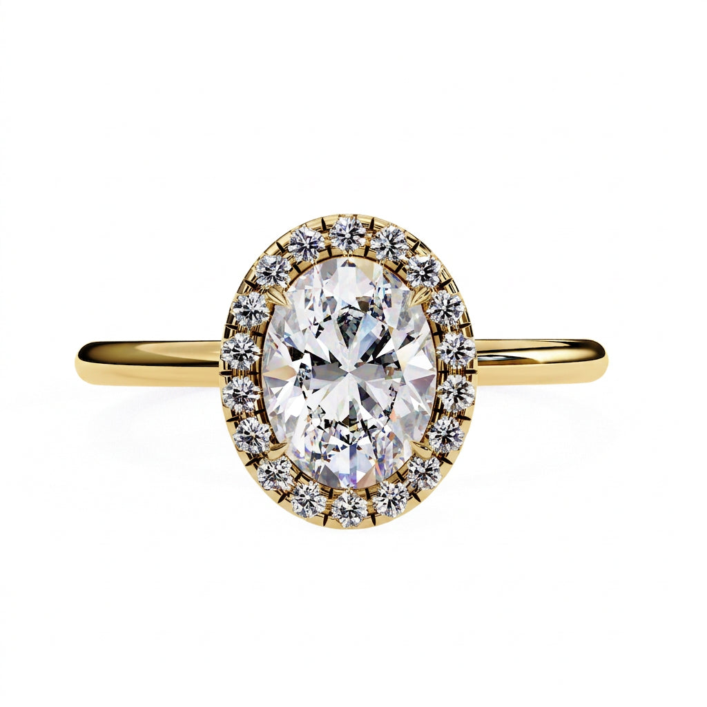 Halo Lumina Oval Solitaire - oval halo engagement ring - front view - Lucano