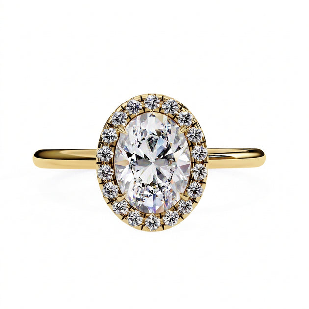 Halo Lumina Oval Solitaire - oval halo engagement ring - front view - Lucano