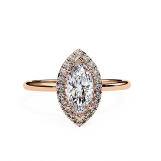 Halo Lumina Marquise Solitaire - marquise halo engagement ring - three-quarter view - Lucano
